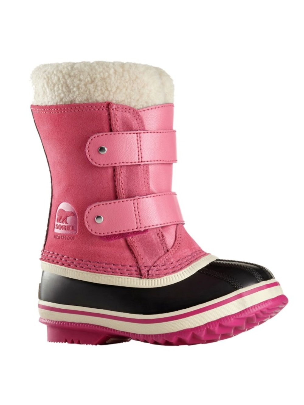Sorel 1964 Pac Strap Boot Pink Kids Winter Boots with Faux Fur size 10